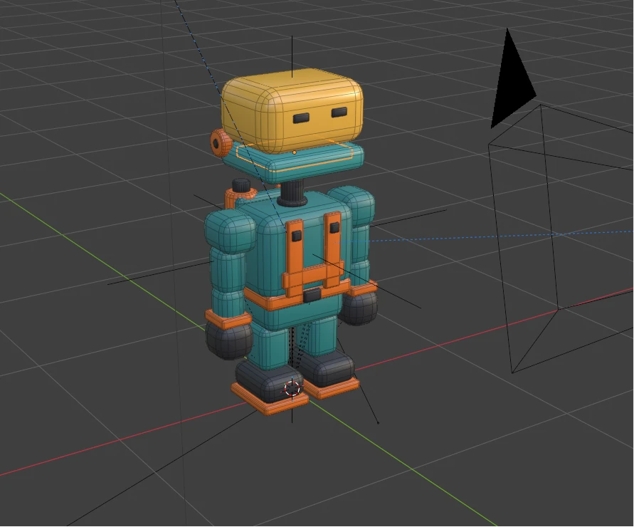 PlunderPit character model in Blender, showing its mesh and equipment.