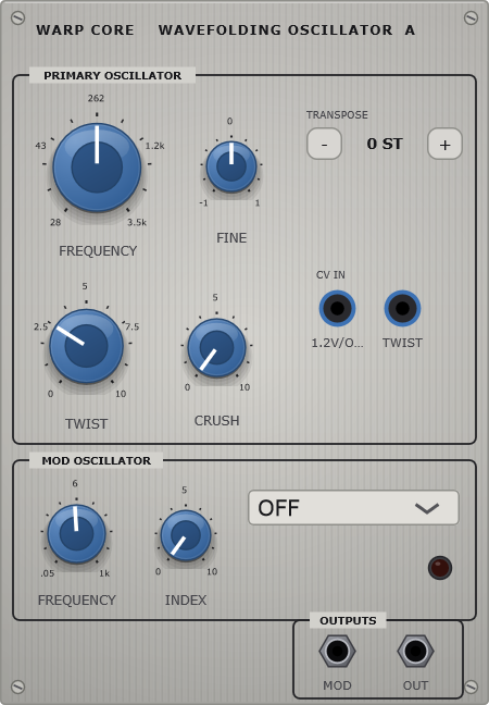 The Warp Core panel - wavefolding oscillator