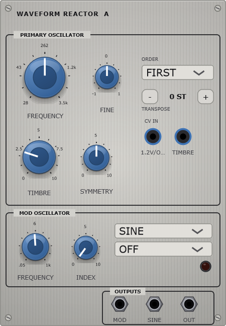 The Waveform Reactor panel - dual folding oscillator