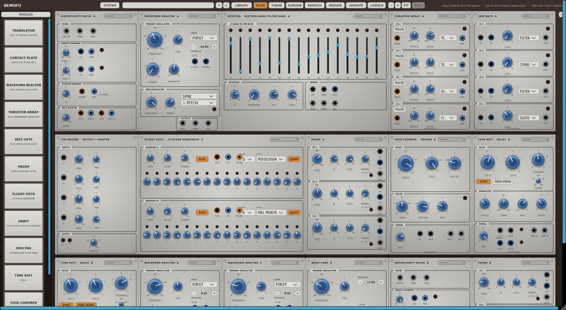 A twenty-four space BEMUFO, racked and patched
